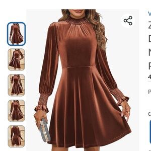 NWT Elegant Brown Velvet Dress
